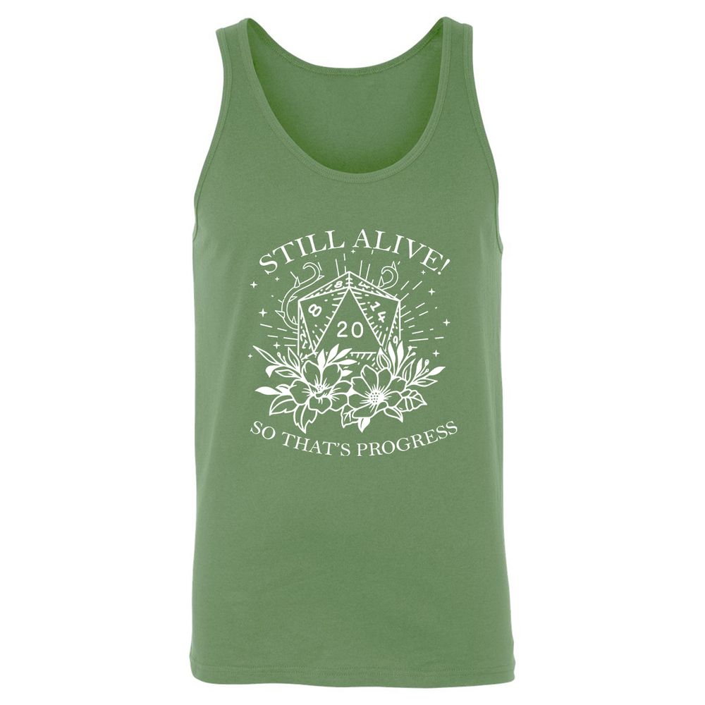 2710 Still Alive! So That’s Progress Unisex Jersey Tank - Leaf - 10