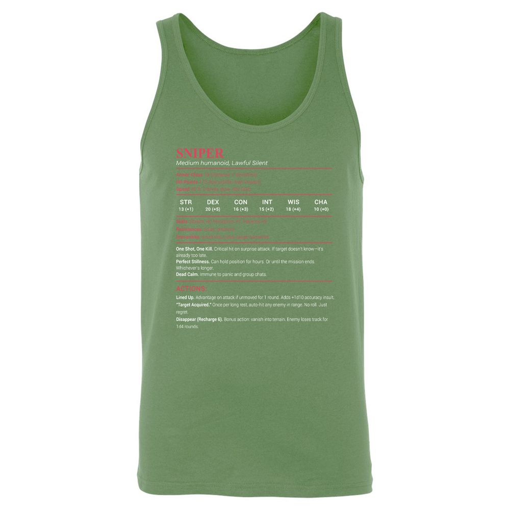 Sniper Stats Unisex Jersey Tank - Leaf - 10