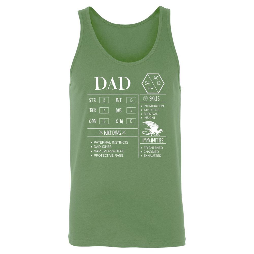 Dad Stats 2 Unisex Jersey Tank - Leaf - 10