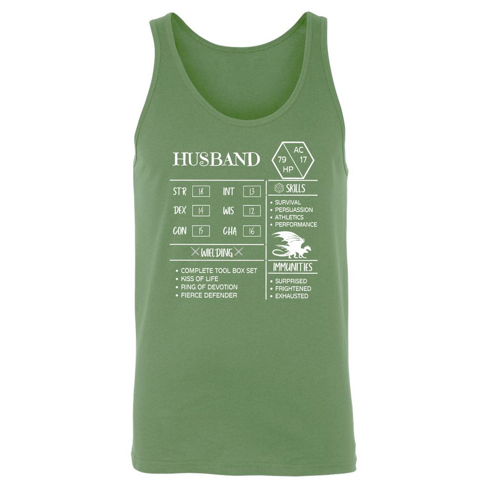 Husband Stats 2 Unisex Jersey Tank - Leaf - 10