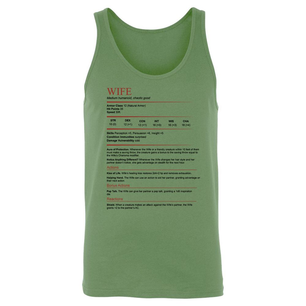 Wife White Unisex Jersey Tank - Leaf - 10