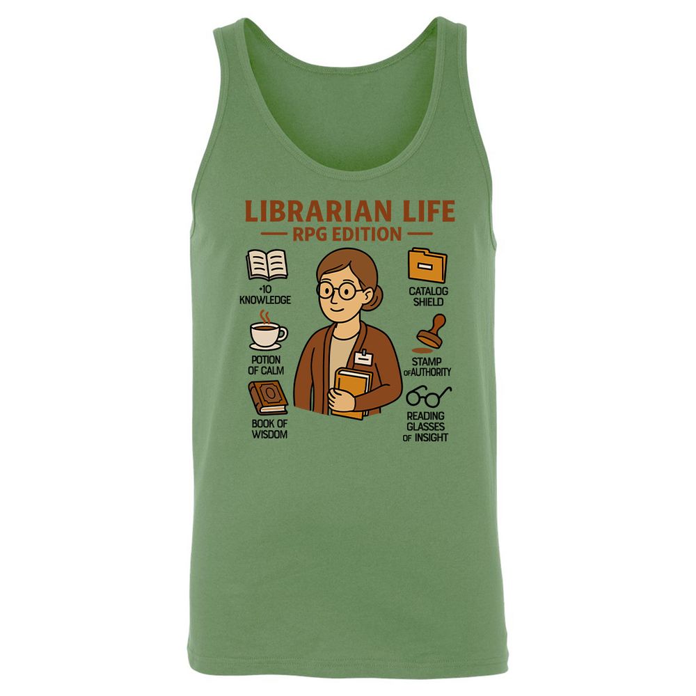 Librarian Life RPG Edition Unisex Jersey Tank - Leaf - 10