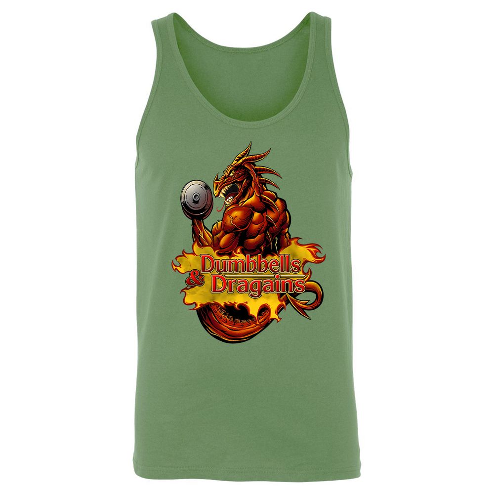 Dumbbells & Dragains Unisex Jersey Tank - Leaf - 10