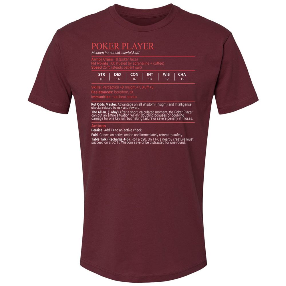 Poker Player Stats Block - Maroon - 10
