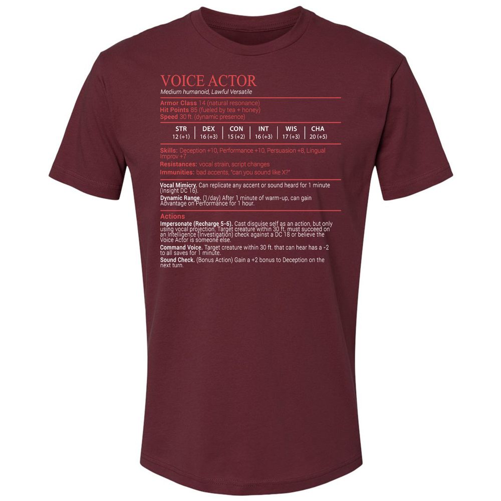 Voice Actor Stats Block - Maroon - 10