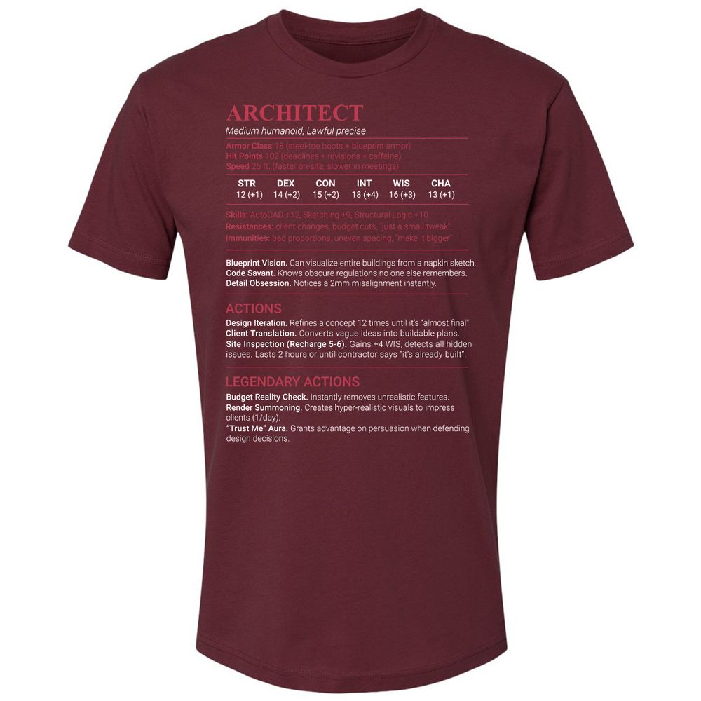 Architect Stats Premium Unisex T-Shirt - Maroon - 10