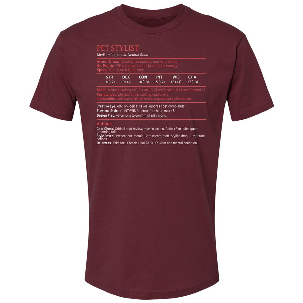 Pet Stylist Stats Block - Maroon - 10