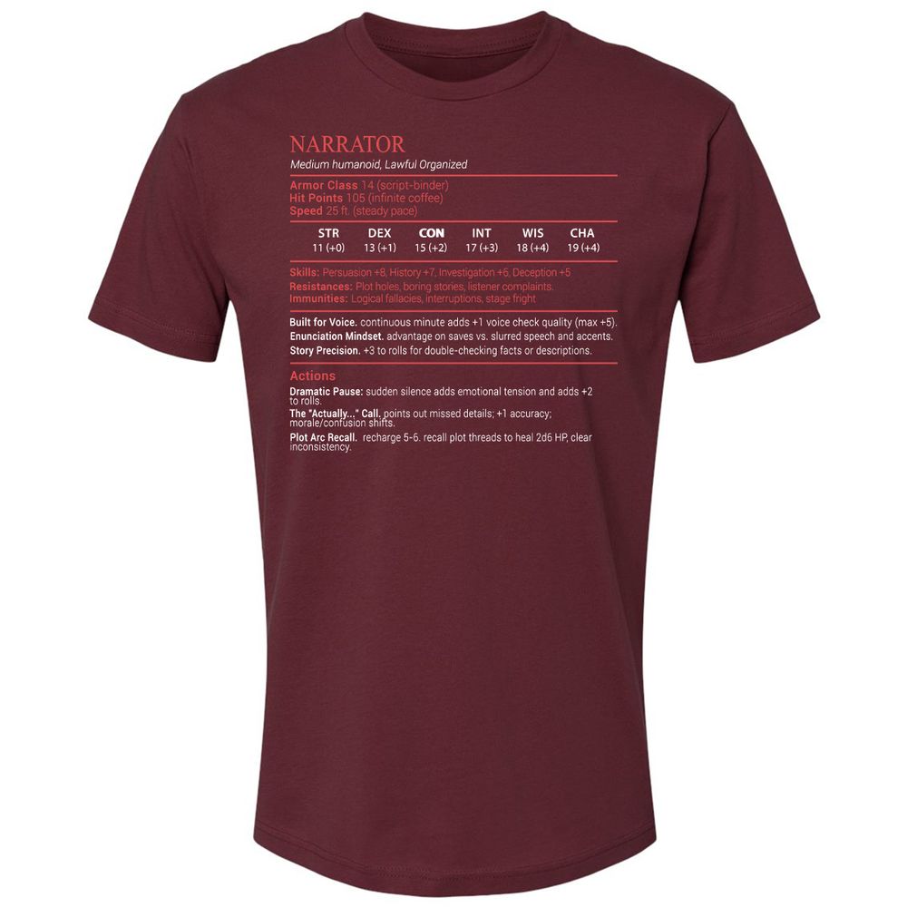 Narrator Stats Block - Maroon - 10