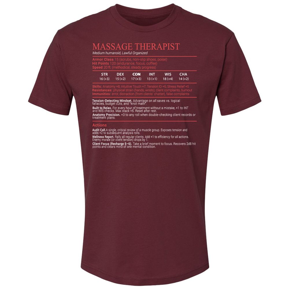 Massage Therapist Stats Block - Maroon - 10
