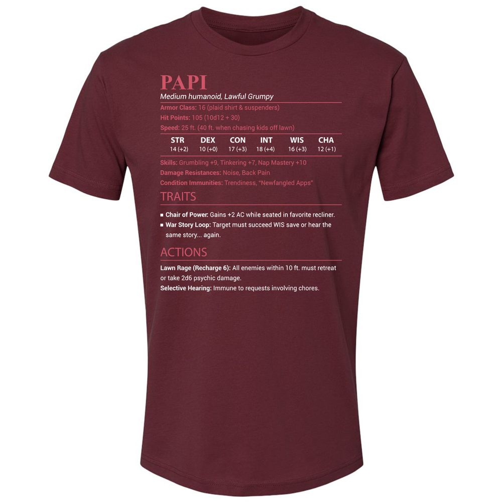 Papi Stats Premium Unisex T-Shirt - Maroon - 10