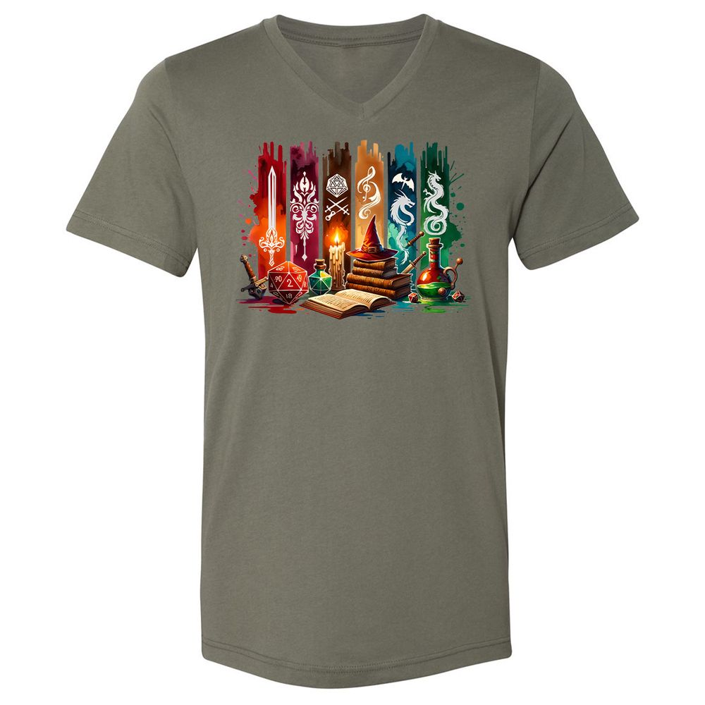 DnD Classes Unisex V-Neck T-Shirt - Military Green - 10