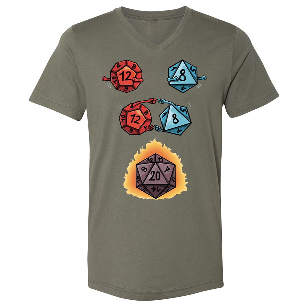 Dice Fusion RPG Unisex V-Neck T-Shirt - Military Green - 10