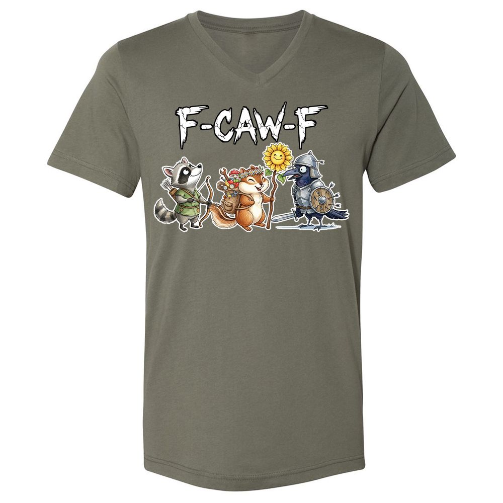 F-CAW-F Adventuring party Unisex V-Neck T-Shirt - Military Green - 10