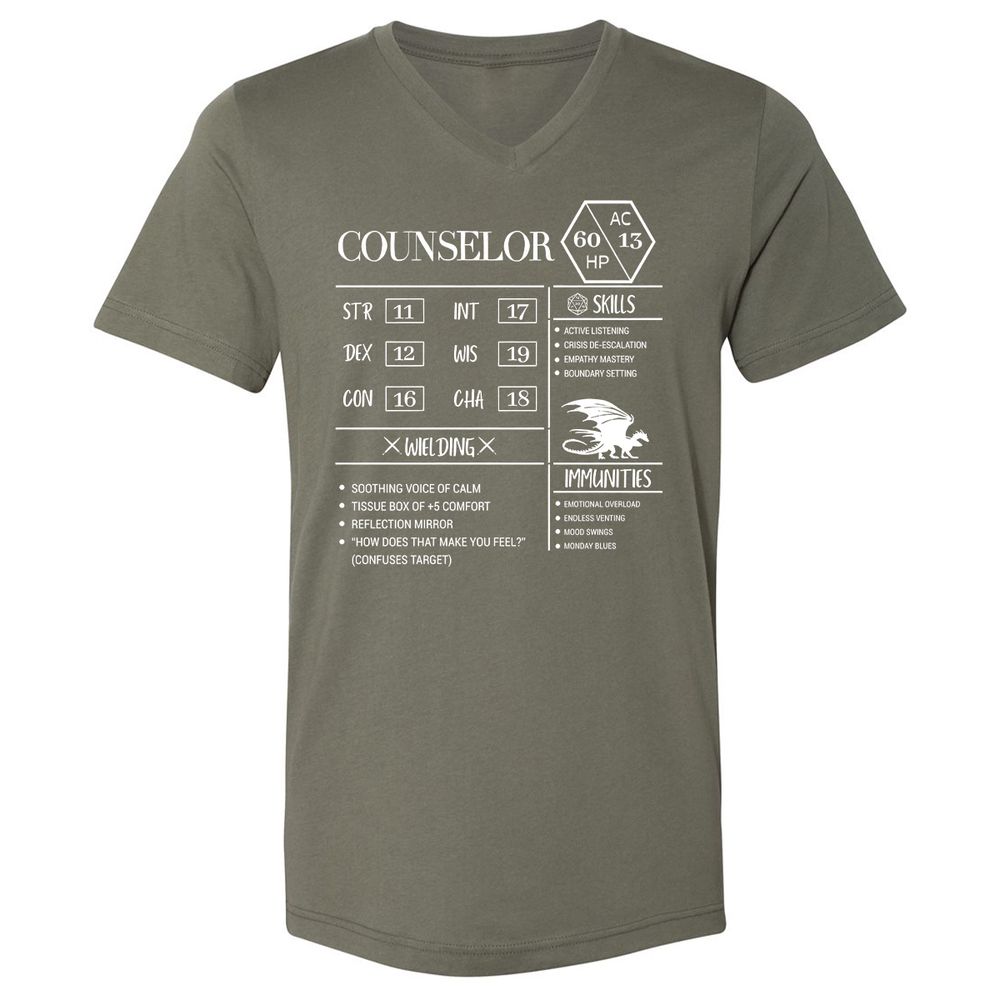 Counselor New Unisex V-Neck T-Shirt - Military Green - 10