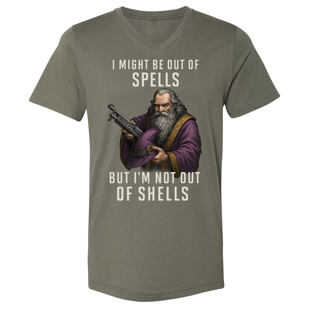 Not Out Of Shells Unisex V-Neck T-Shirt - Military Green - 10