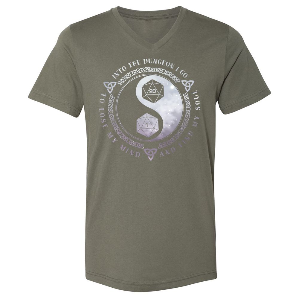 Into The Dungeon I Go Unisex V-Neck T-Shirt - Military Green - 10