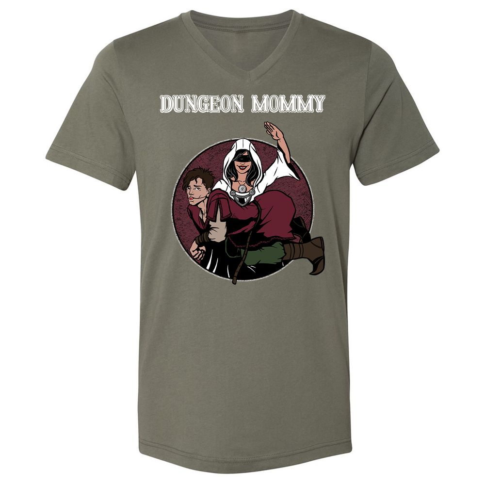 Dominant Dungeon Mommy Unisex V-Neck T-Shirt - Military Green - 10