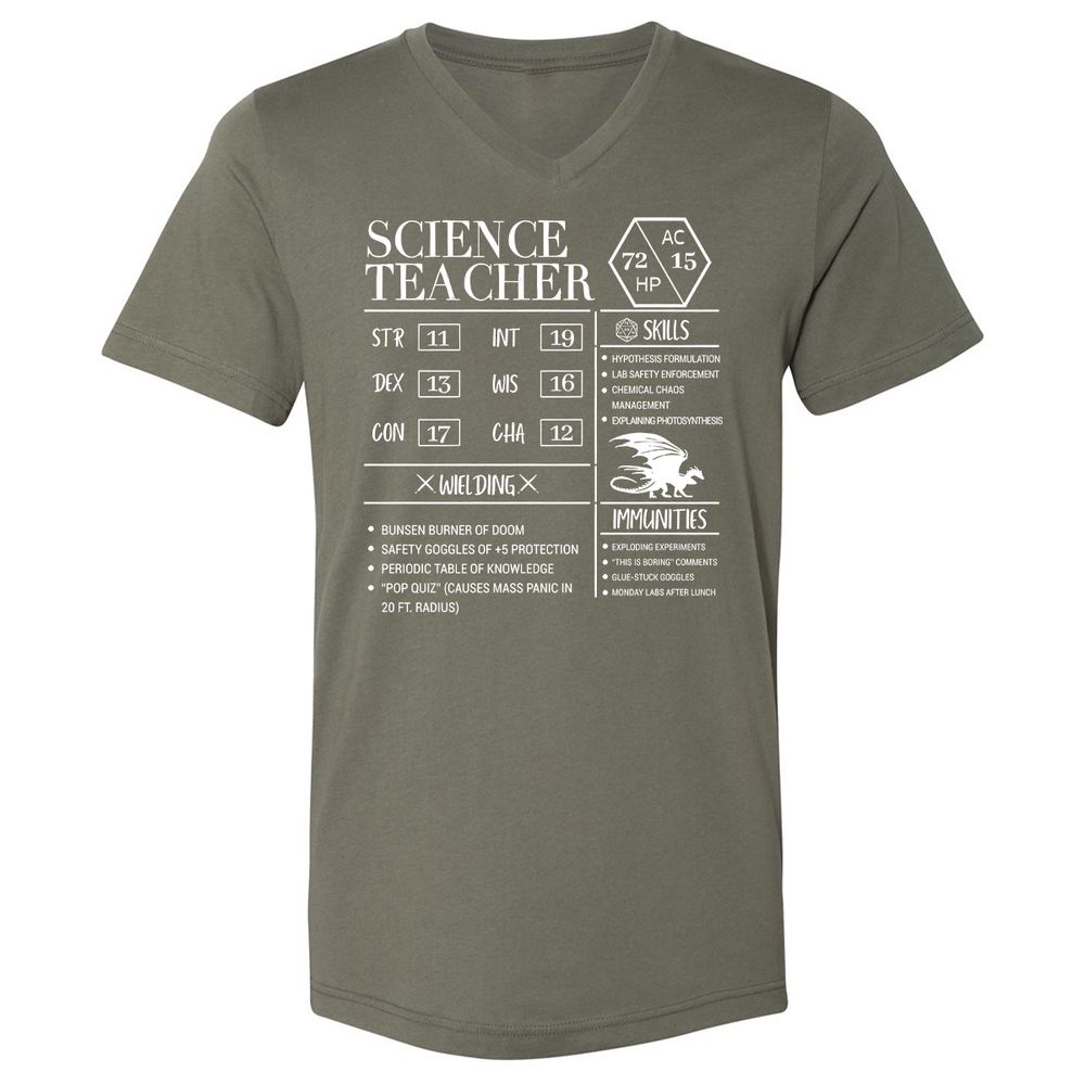 Science Teacher New Unisex V-Neck T-Shirt - Military Green - 10