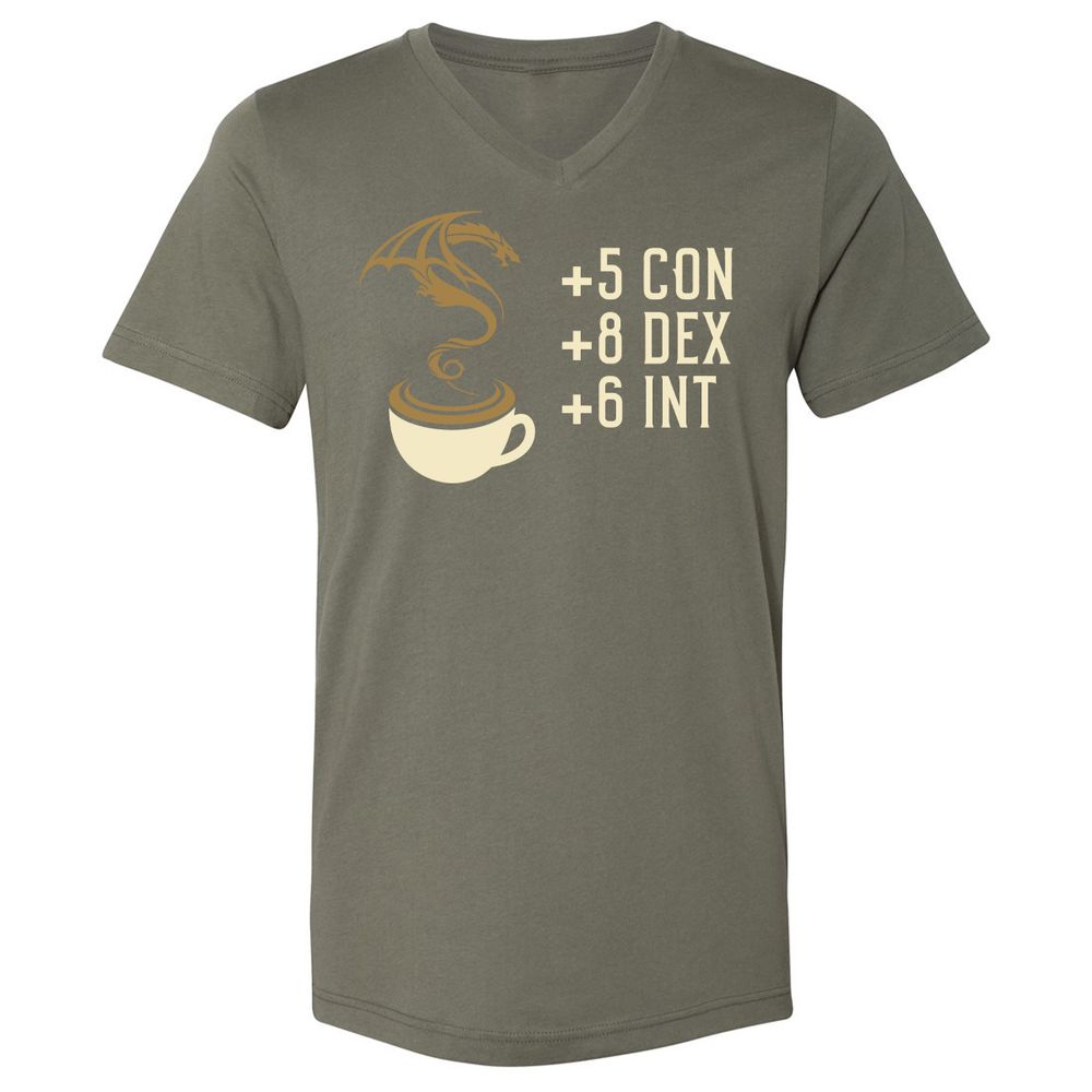 Coffee Dragon Unisex V-Neck T-Shirt - Military Green - 10