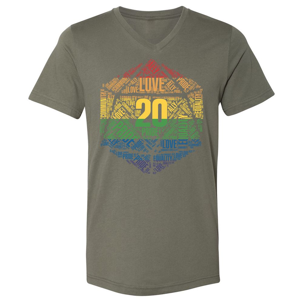 D20 Pride Unisex V-Neck T-Shirt - Military Green - 10