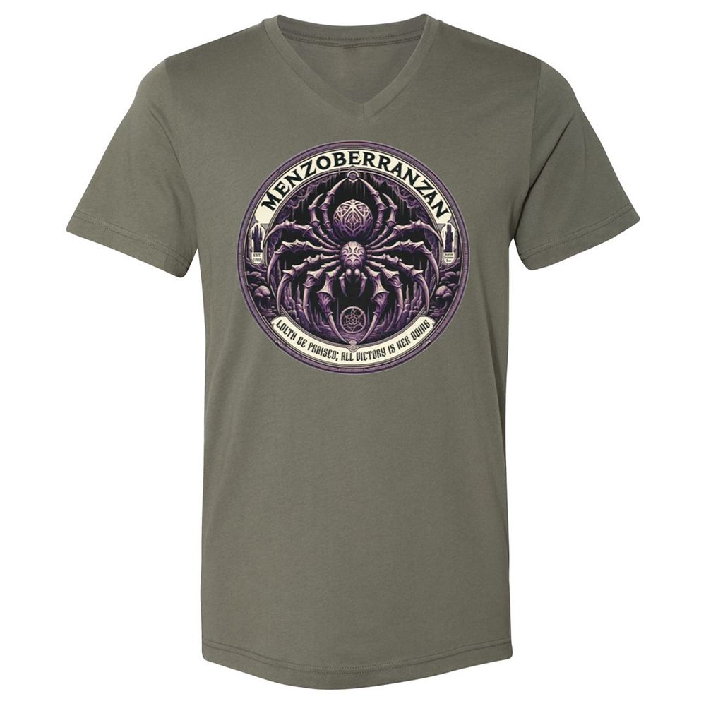 Menzoberranzan Lolth Be Praised Unisex V-Neck T-Shirt - Military Green - 10