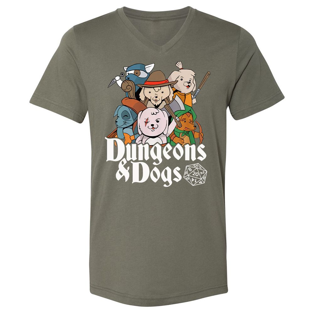 Dungeons & Dogs Unisex V-Neck T-Shirt - Military Green - 10