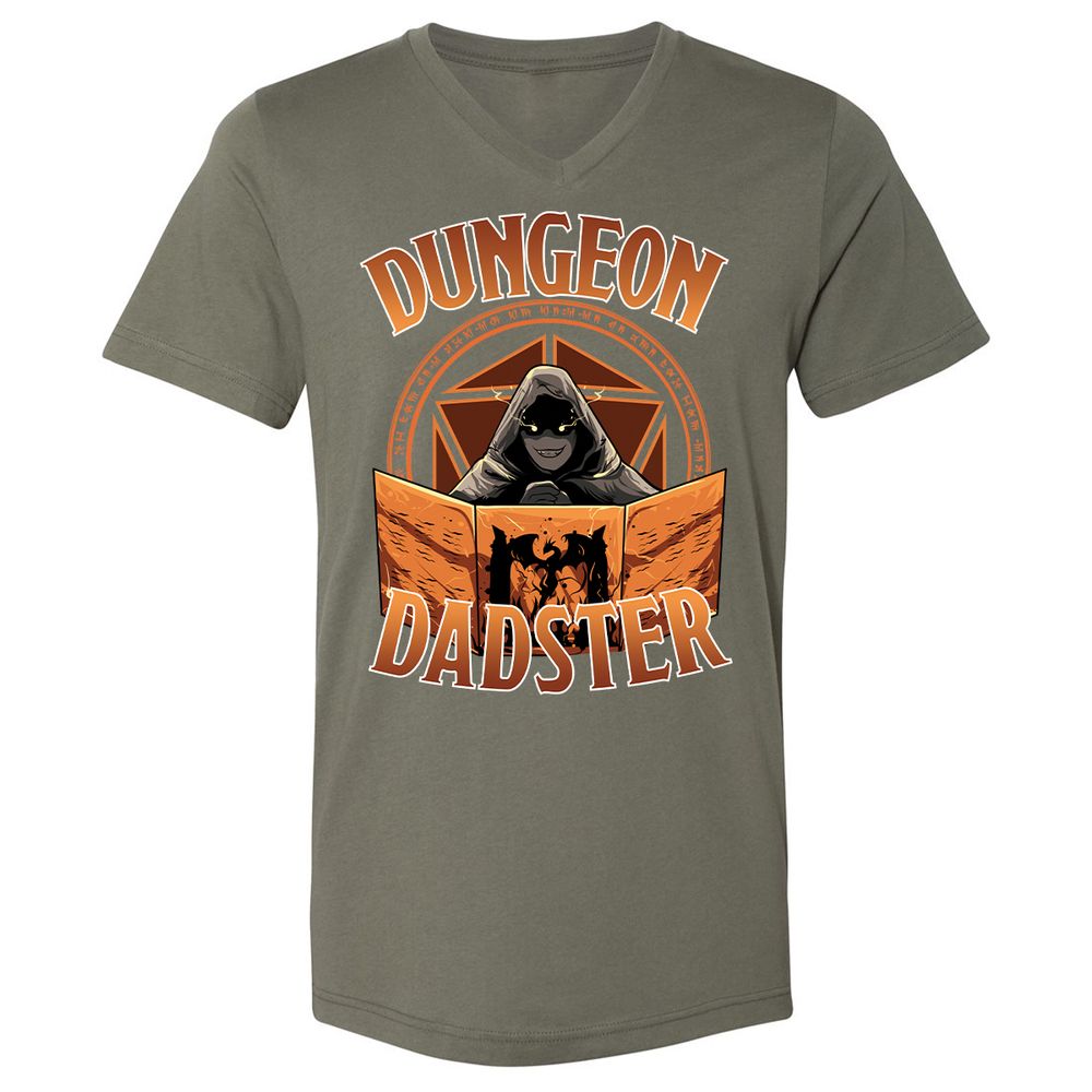 Dungeon Dadster Unisex V-Neck T-Shirt - Military Green - 10