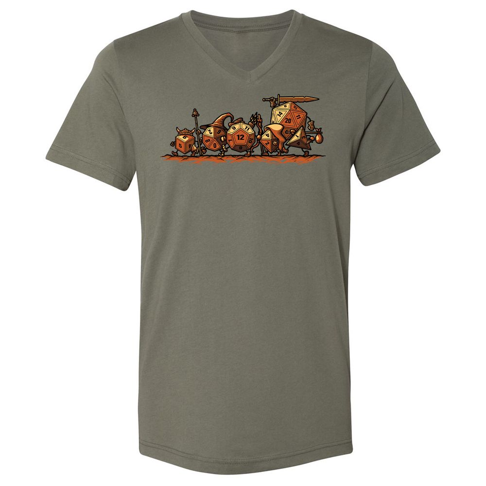 Fellowship Of The Dices Unisex V-Neck T-Shirt - Military Green - 10