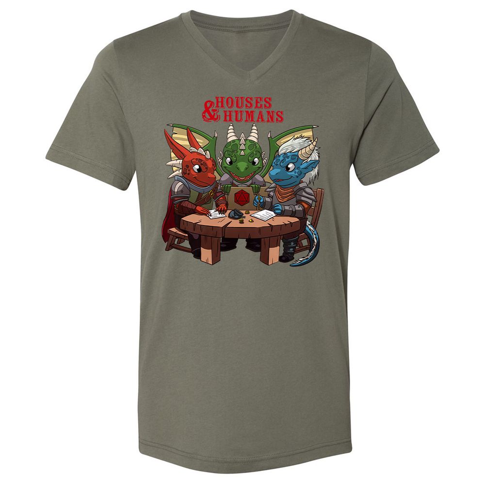 Houses & Humans Unisex V-Neck T-Shirt - Military Green - 10