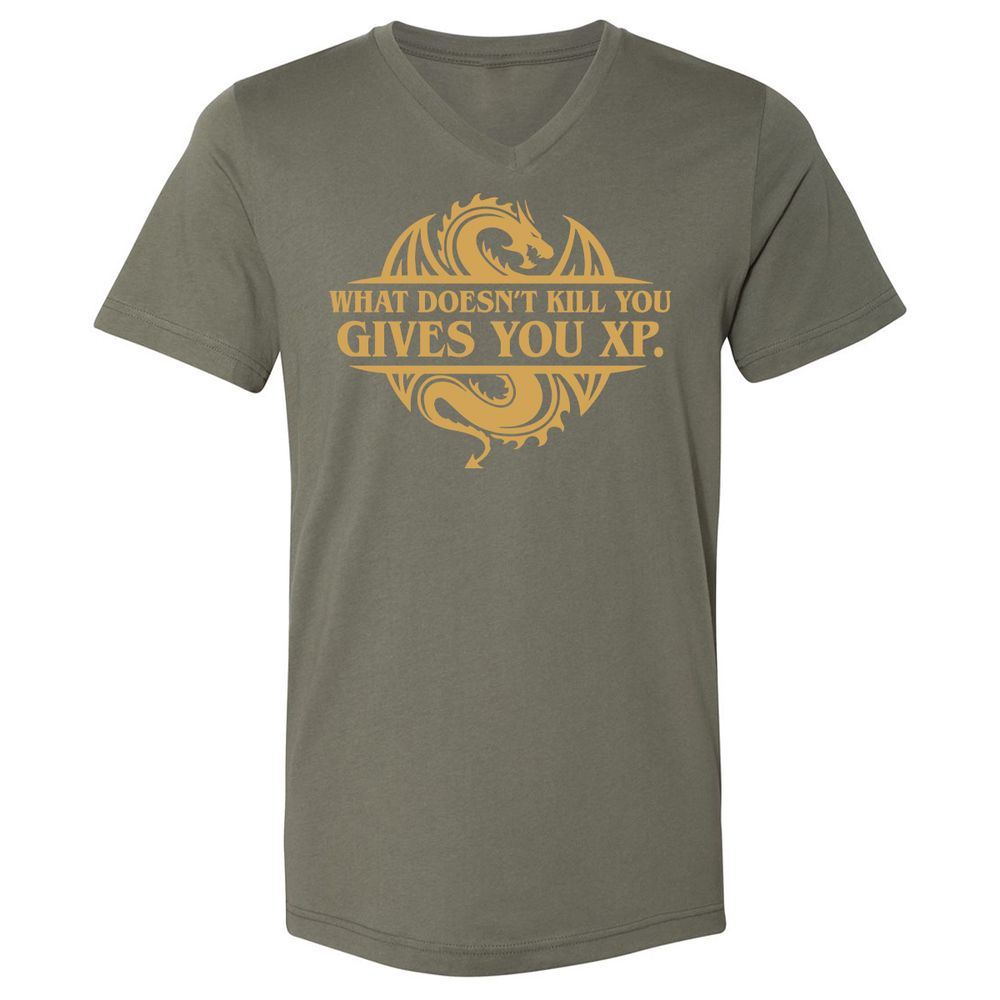 What Doesn't Kill You Gives You XP Unisex V-Neck T-Shirt - Military Green - 10