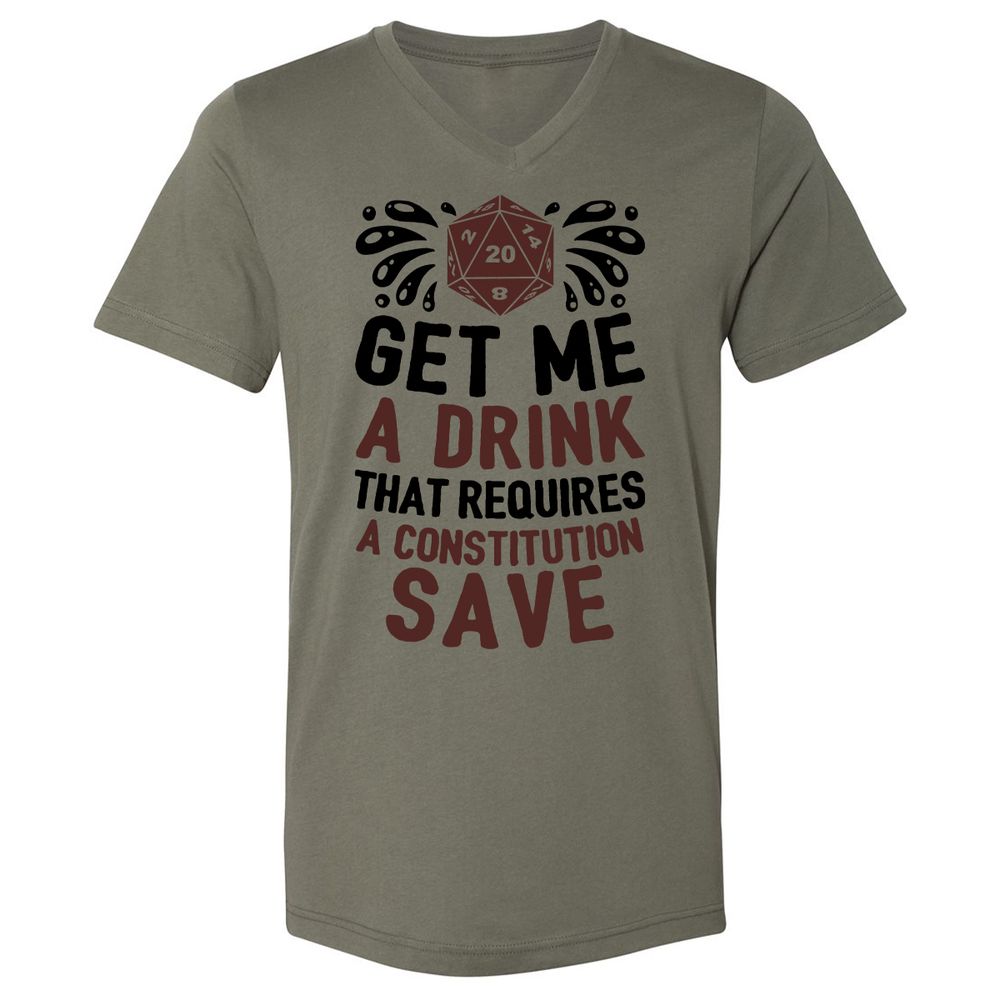 Get Me A Drink Unisex V-Neck T-Shirt - Military Green - 10