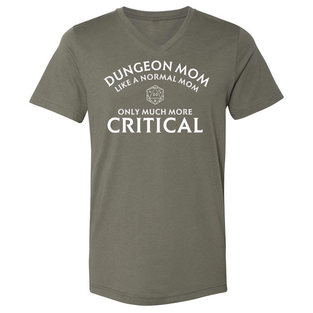 Dungeon Mom Normal Mom Unisex V-Neck T-Shirt - Military Green - 10