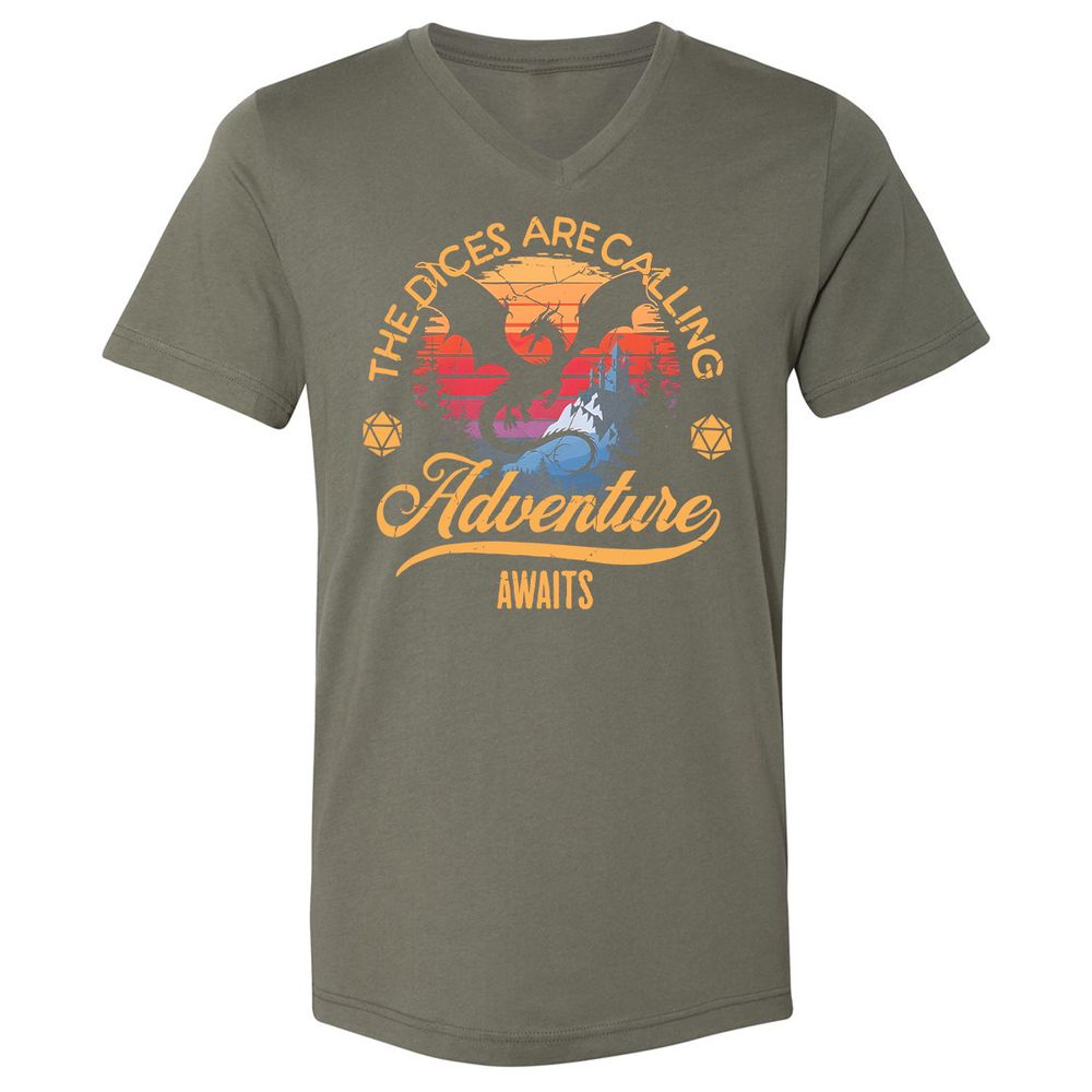 The Dices Are Calling Unisex V-Neck T-Shirt - Military Green - 10