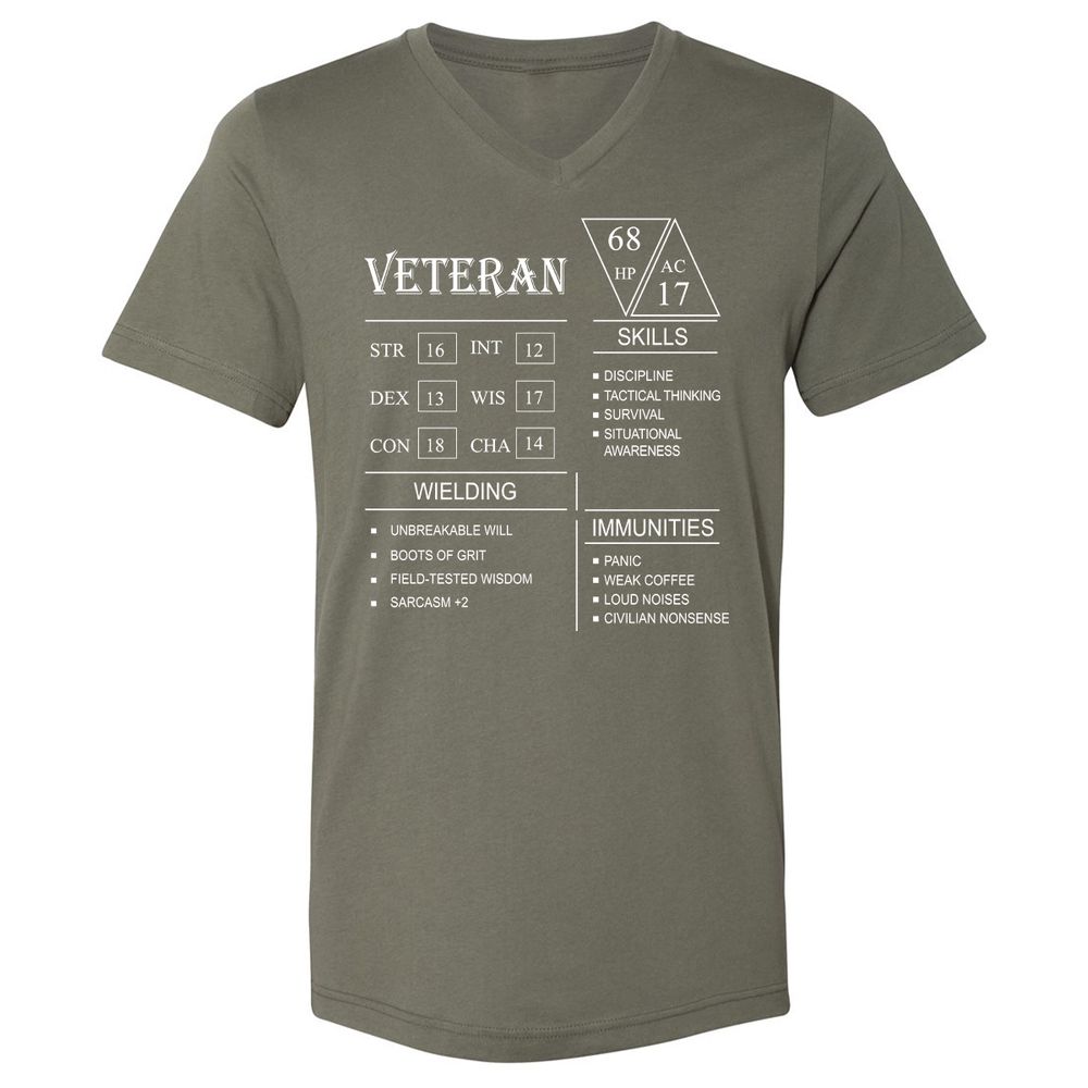 Veteran New Unisex V-Neck T-Shirt - Military Green - 10