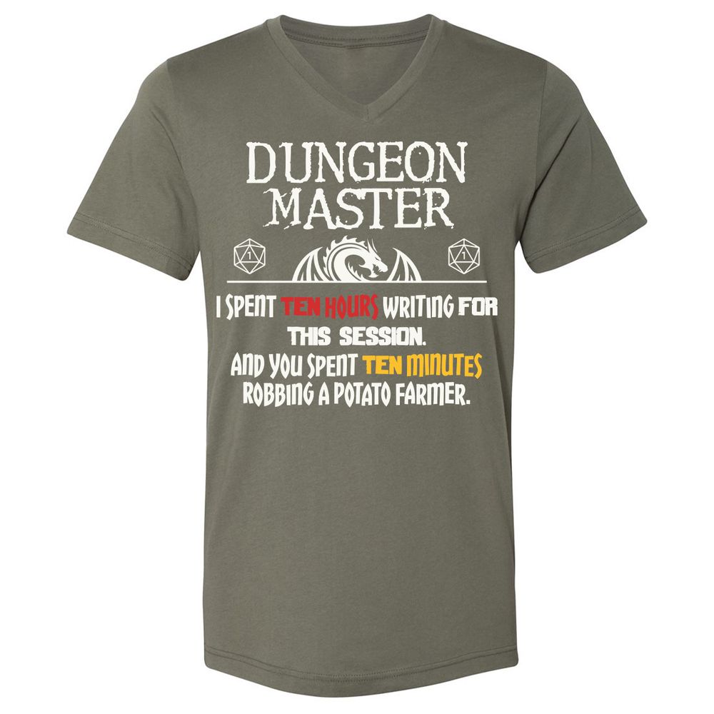 Dungeon Master Chaos Meme Unisex V-Neck T-Shirt - Military Green - 10