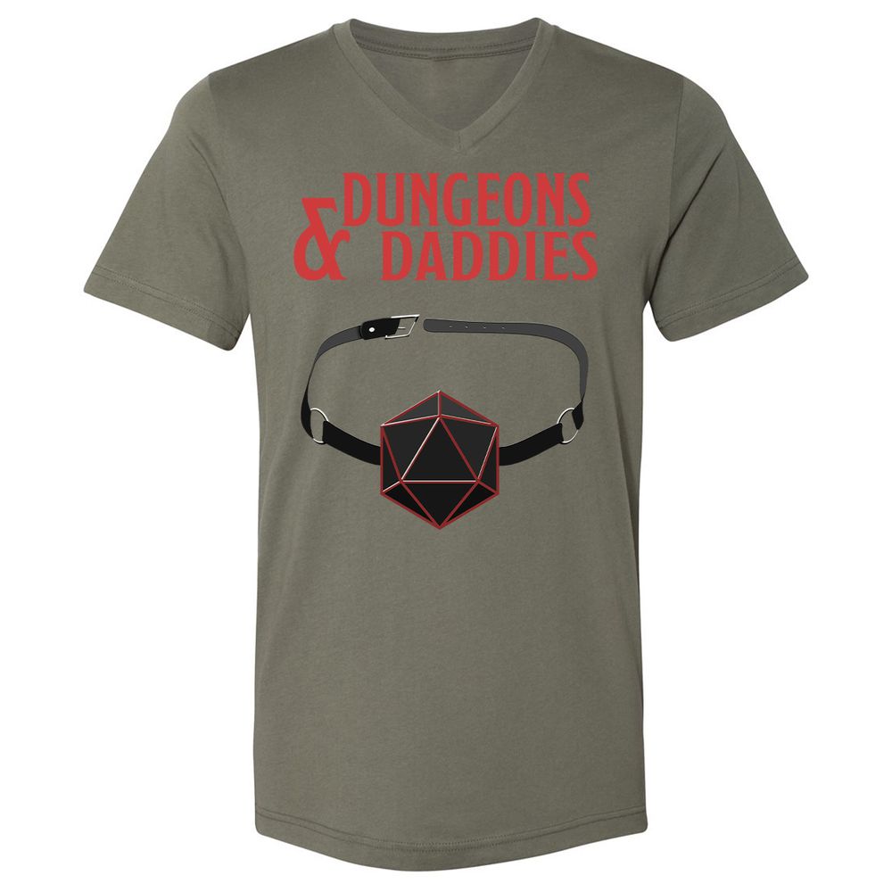 Dungeons And Daddies Unisex V-Neck T-Shirt - Military Green - 10