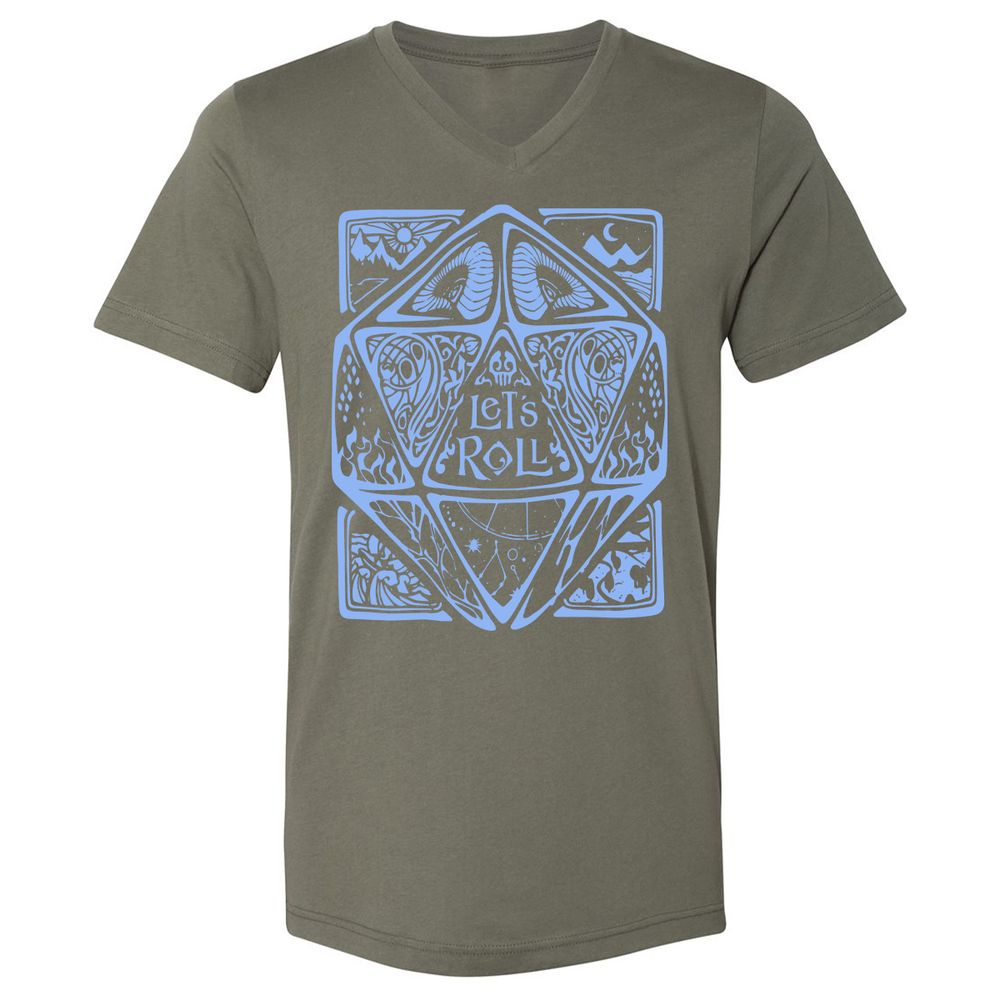 Let's Roll Unisex V-Neck T-Shirt - Military Green - 10