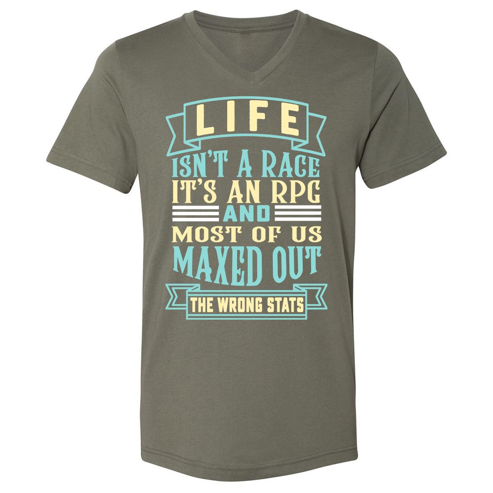 Life Is A RPG Unisex V-Neck T-Shirt - Military Green - 10