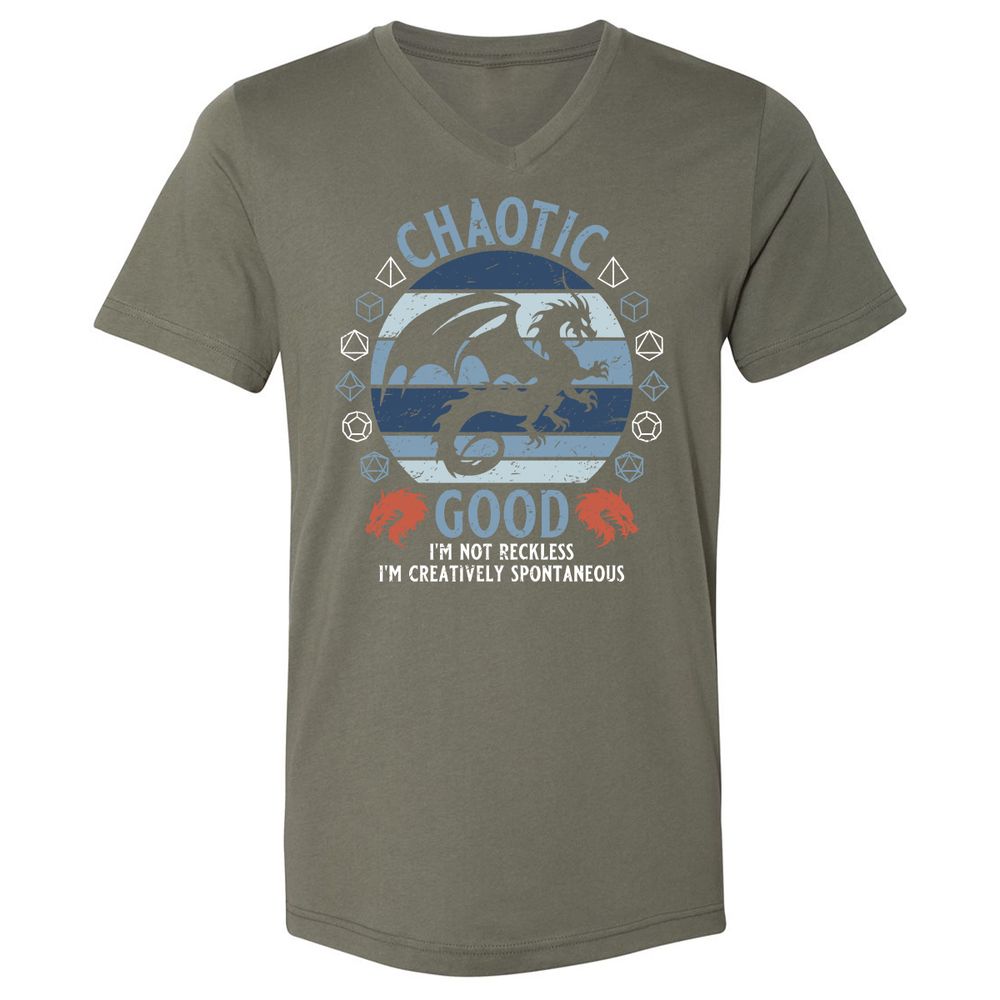 Chaotic Good 2 Unisex V-Neck T-Shirt - Military Green - 10