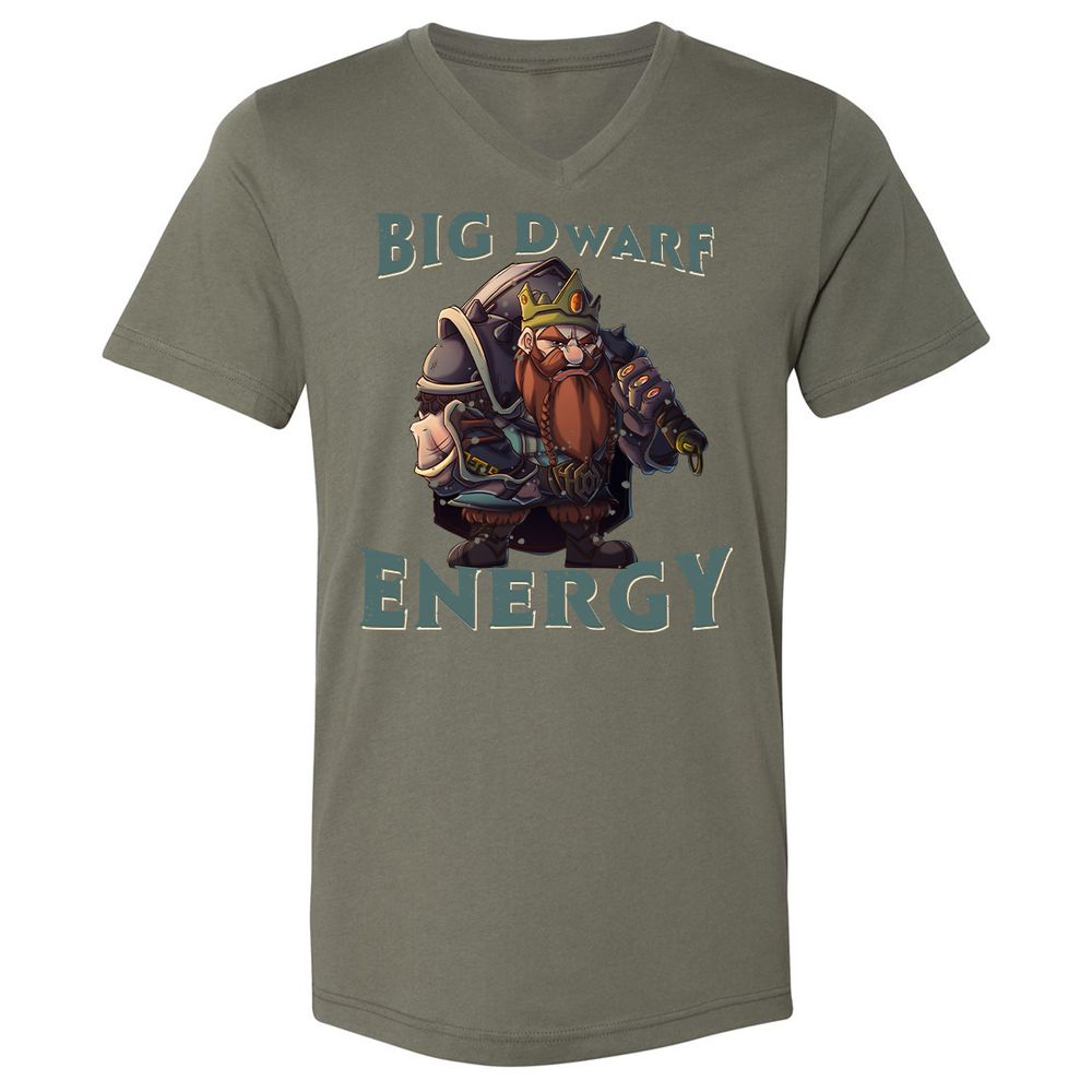Big Dwarf Energy Unisex V-Neck T-Shirt - Military Green - 10