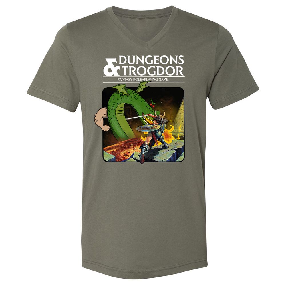 Trogdor Unisex V-Neck T-Shirt - Military Green - 10