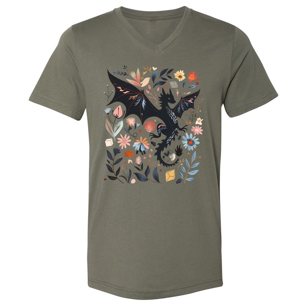 Floral DnD Dragon - Military Green - 10