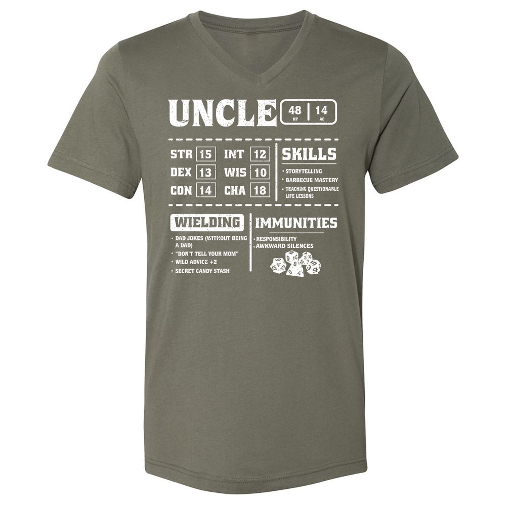 Uncle Stats Unisex V-Neck T-Shirt - Military Green - 10