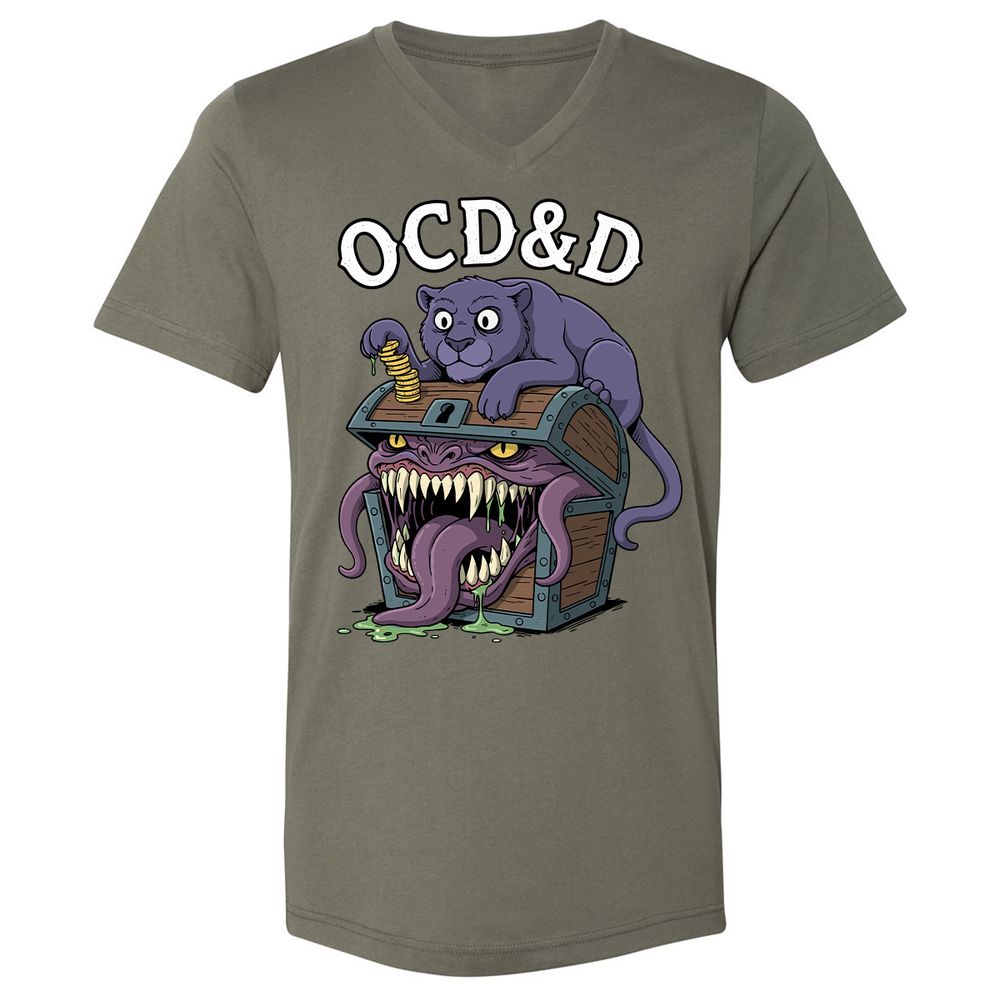 OCD&D Unisex V-Neck T-Shirt - Military Green - 10