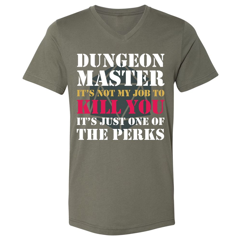 DUNGEON MASTER NOT MY JOB Unisex V-Neck T-Shirt - Military Green - 10