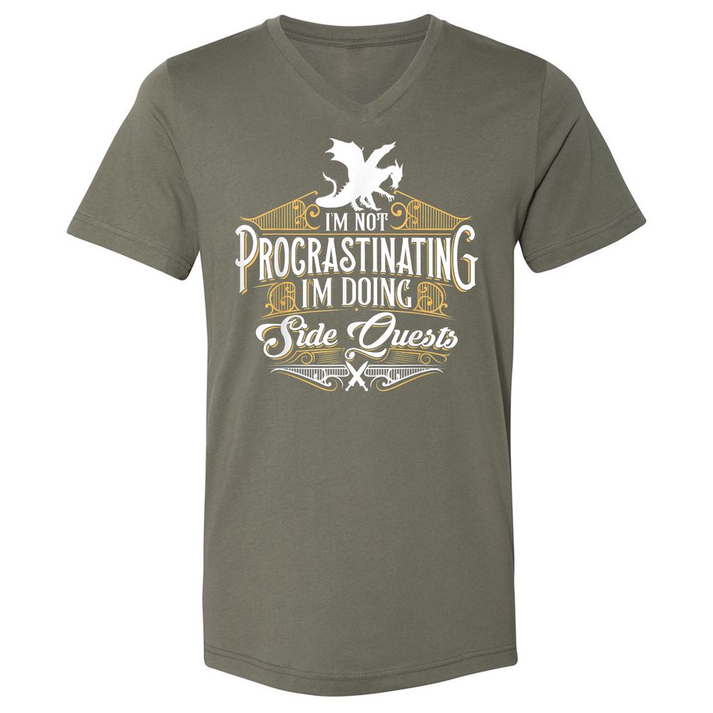 I'm Doing Side Quests Unisex V-Neck T-Shirt - Military Green - 10