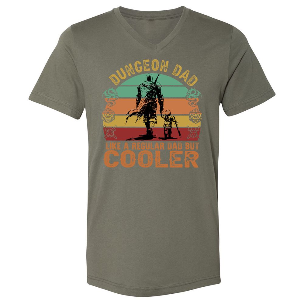 Dungeon Dad Like A Regular Dad Unisex V-Neck T-Shirt - Military Green - 10