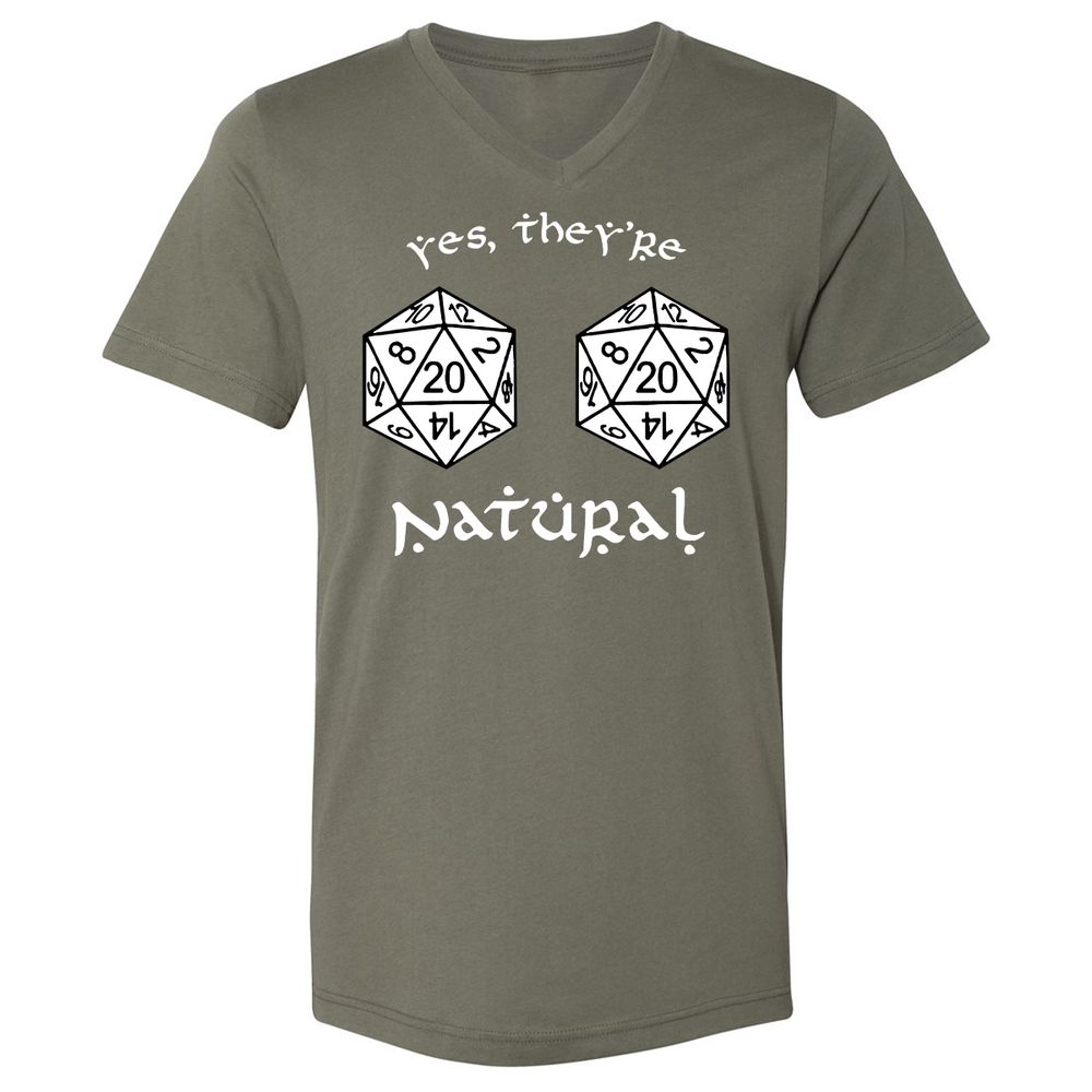 They Are Natural Unisex V-Neck T-Shirt - Military Green - 10
