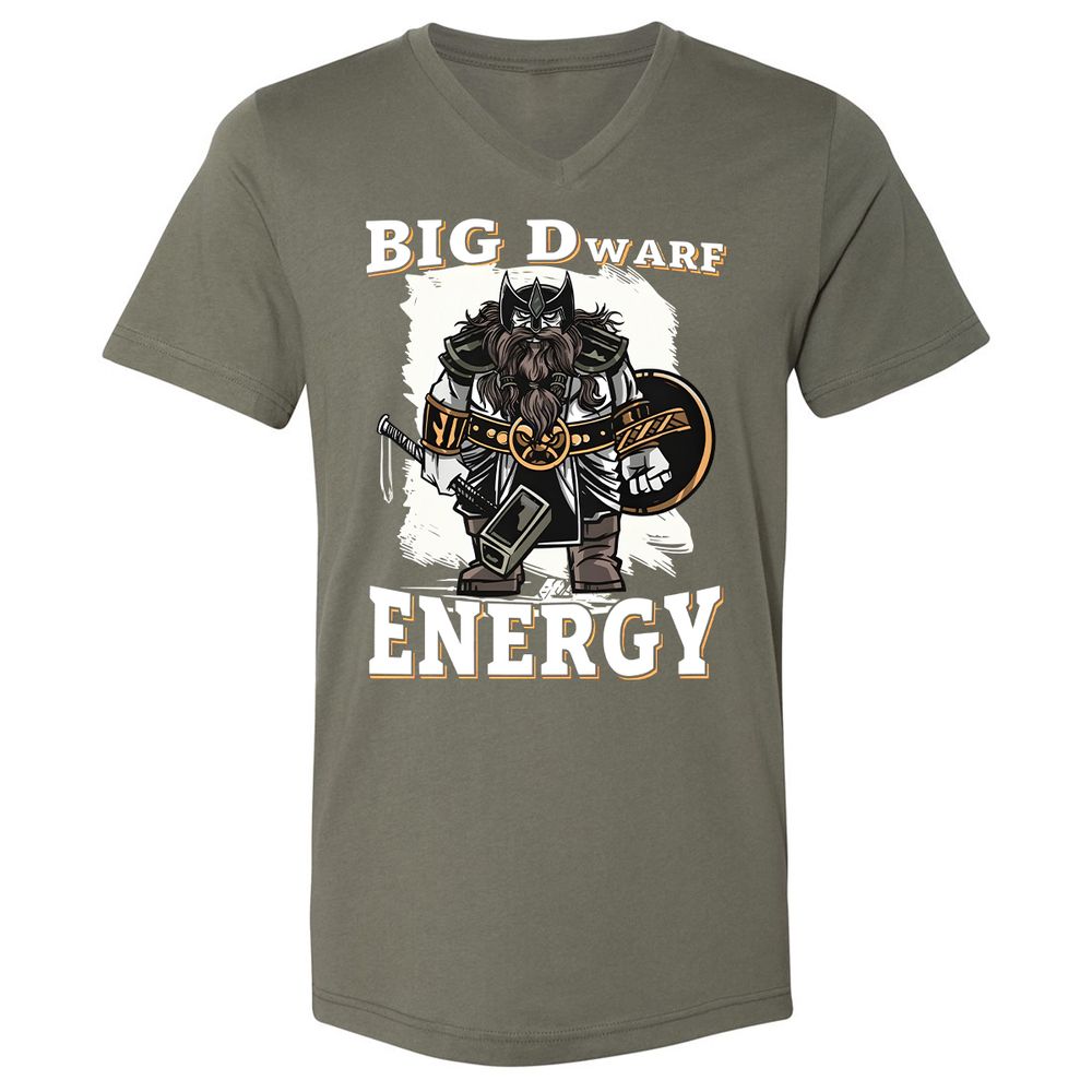 Big Dwarf Energy Unisex V-Neck T-Shirt - Military Green - 10