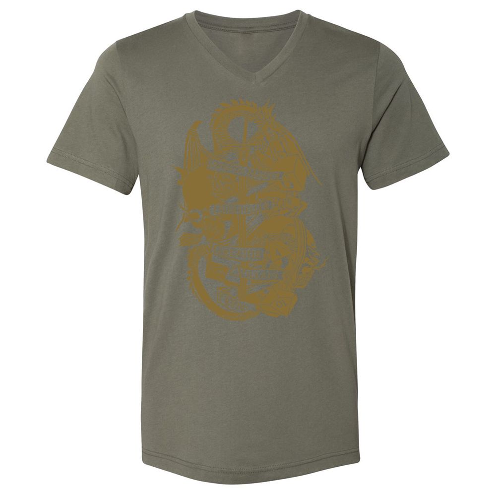 Dungeon Master Dragon Unisex V-Neck T-Shirt - Military Green - 10